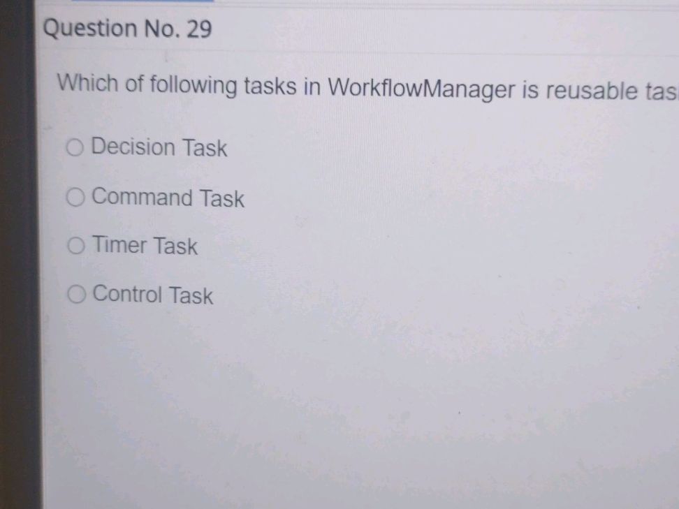Which of following tasks in WorkflowManager