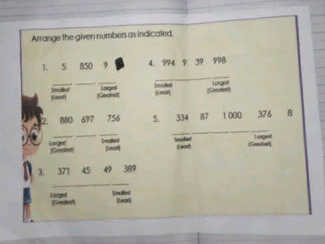 Arrange the given numbers as indicated. 1. | StudyX