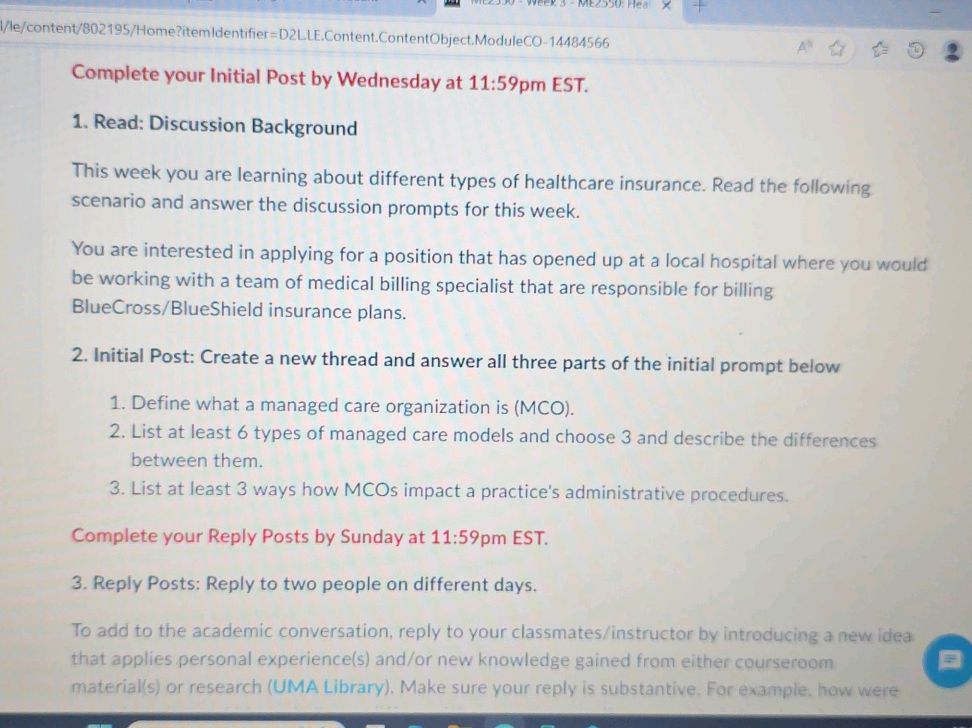 Read: Discussion Background This week you