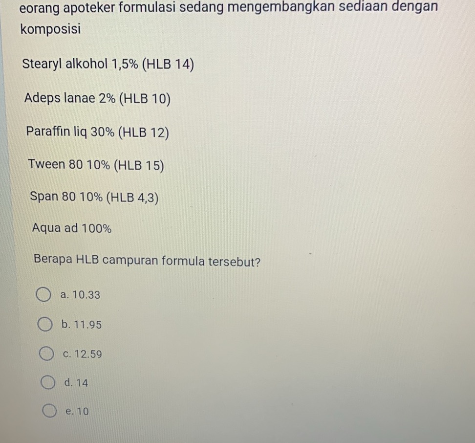 Seorang apoteker formulasi sedang | StudyX