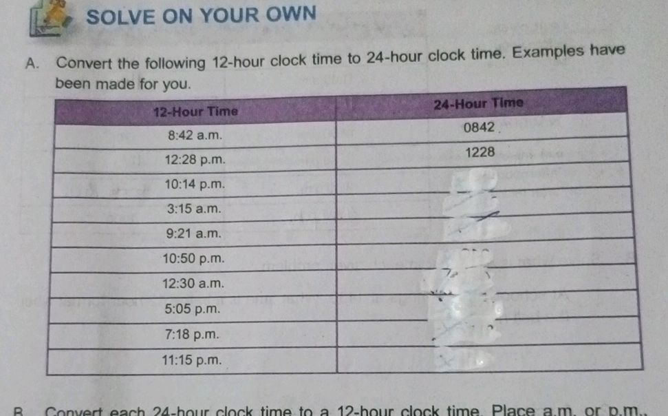 A. Convert the following 12-hour clock time | StudyX