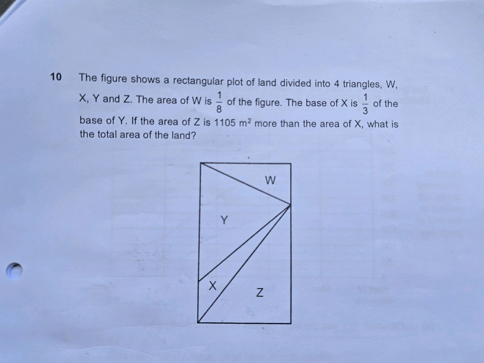 The figure shows a rectangular plot of land | StudyX