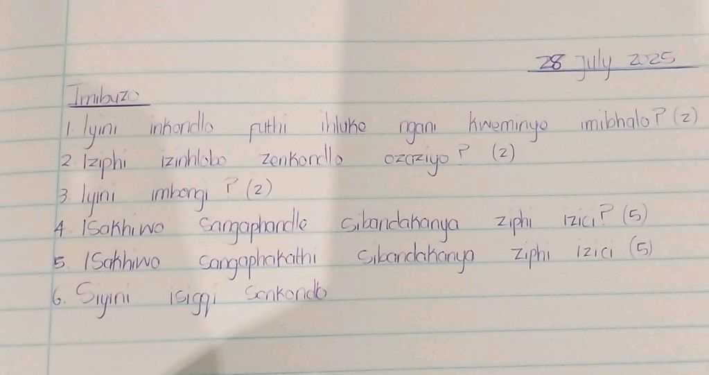 Imibuzo: 1. Iyini inkondlo puthi ihluke