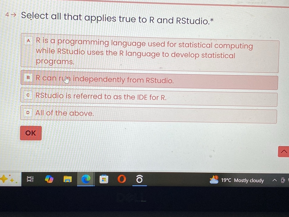 Differnce Between R Studio And R Programming Language Select all that applies true to R and | StudyX