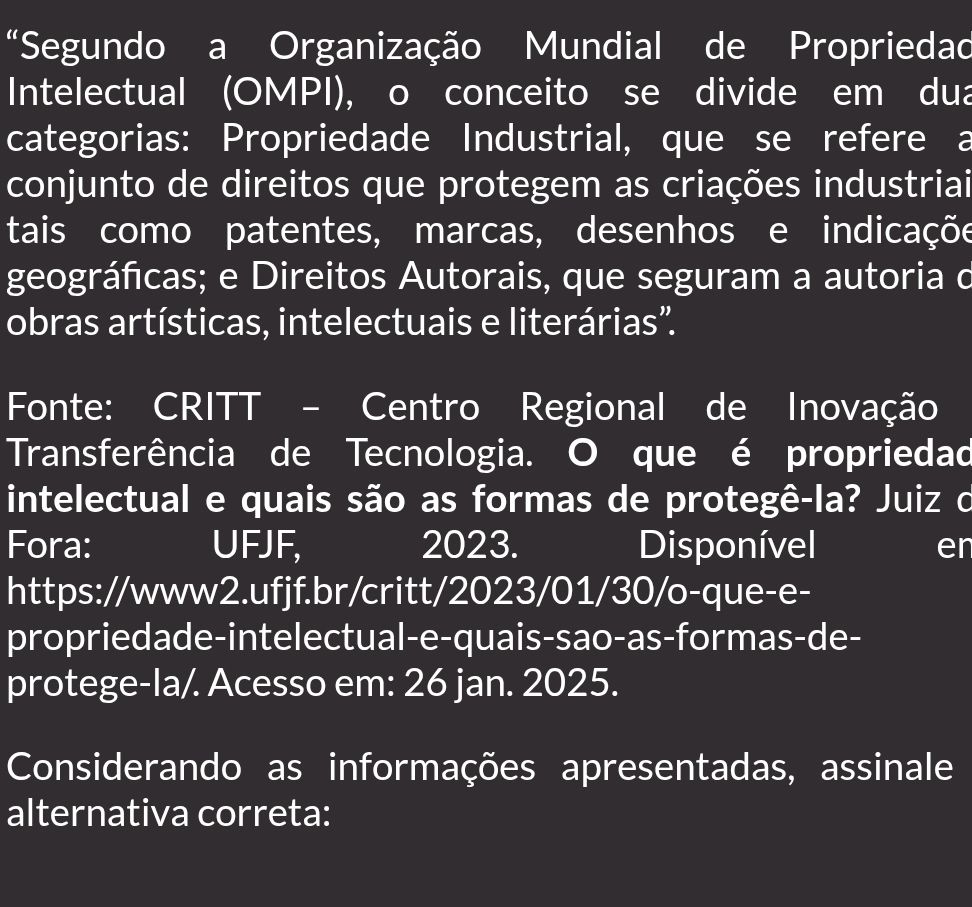 "Segundo a Organização Mundial de