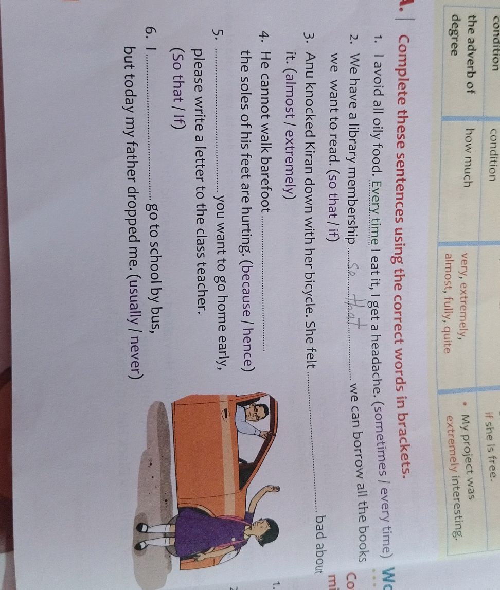 Complete these sentences using the correct