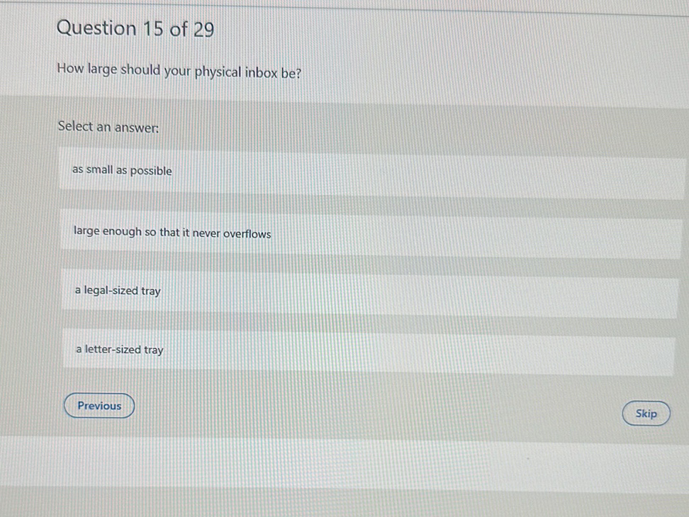 How large should your physical inbox be? | StudyX