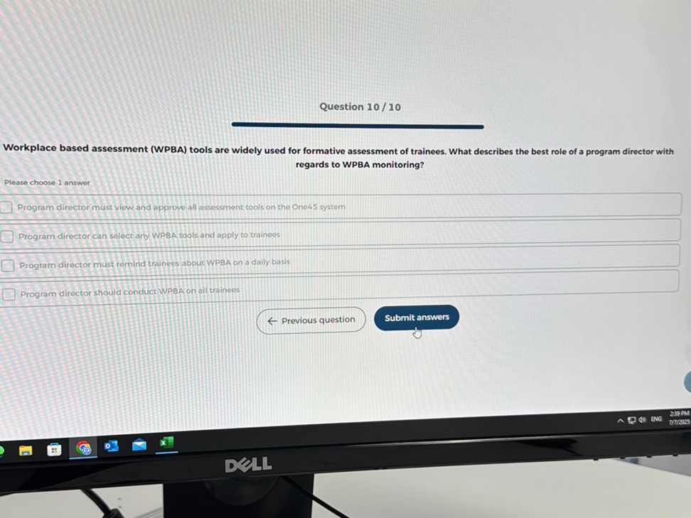 Workplace based assessment (WPBA) tools are
