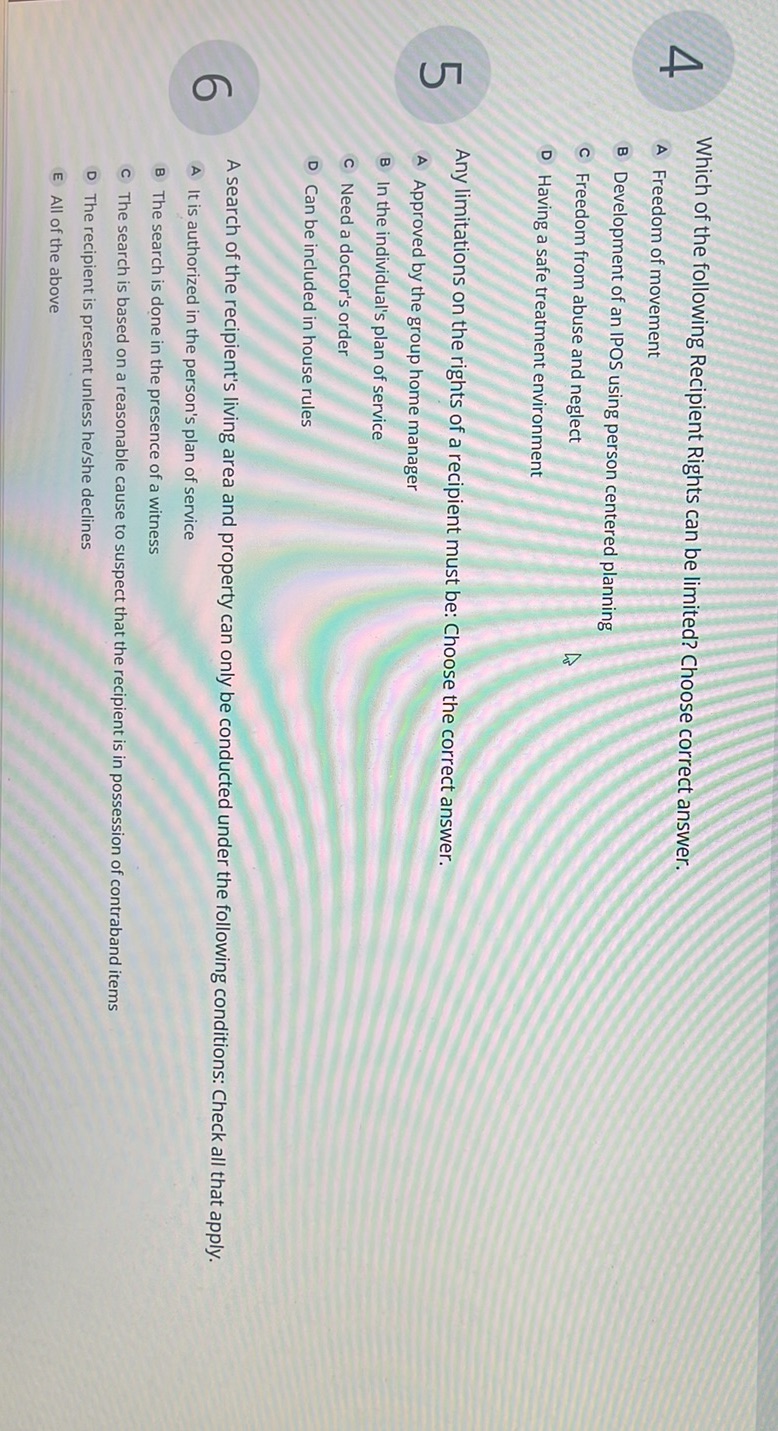 4 Which of the following Recipient Rights | StudyX