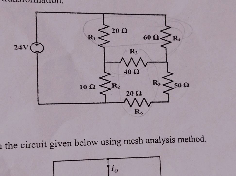 Solve the circuit given below using mesh | StudyX