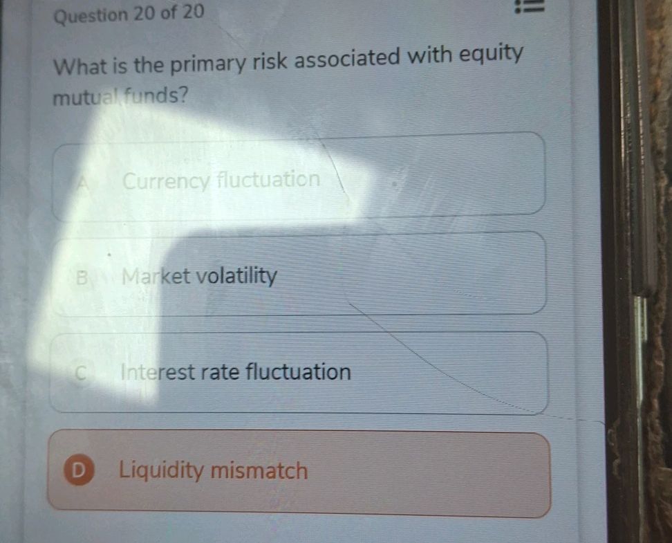 Primary Risk What is the primary risk associated with