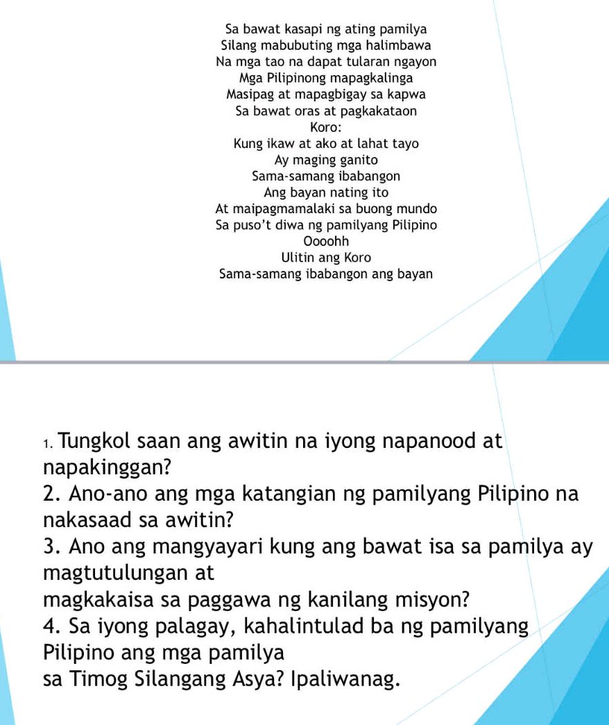 1 Tungkol Saan Ang Awitin Na Iyong Napanood Studyx