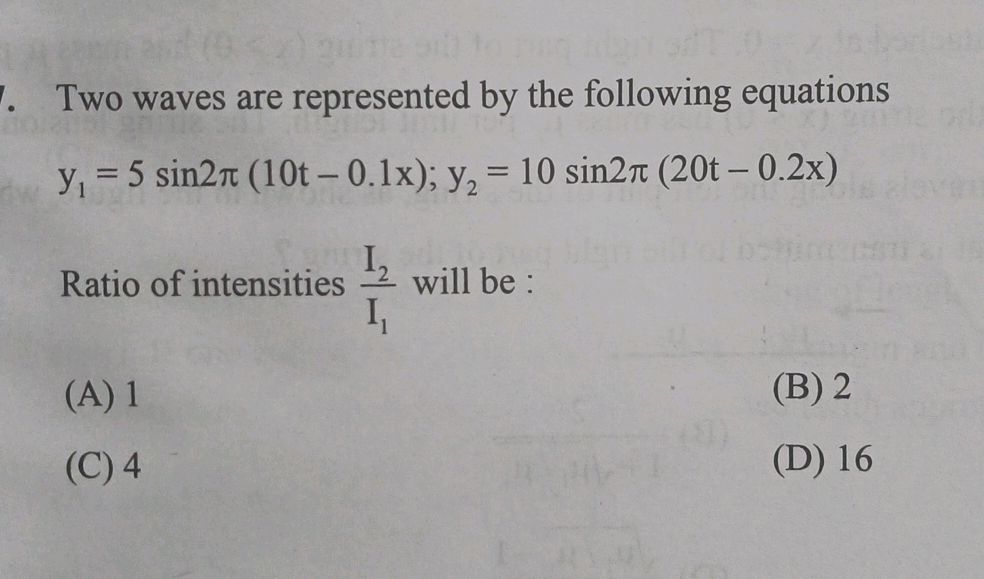 Two waves are represented by the following
