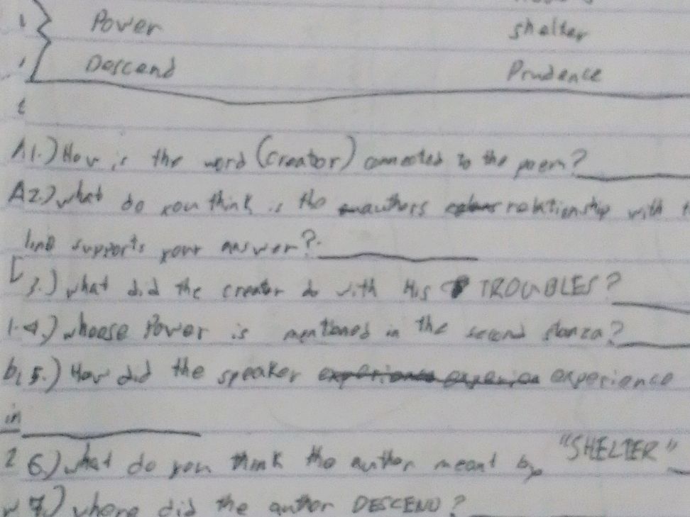 1.) How is the word (creator) connected to