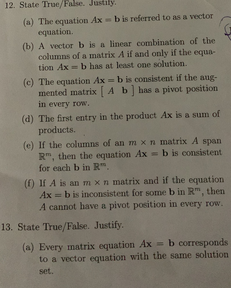 12. State True/False. Justify. (a) The | StudyX