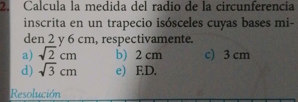 2. Calcula la medida del radio de la | StudyX