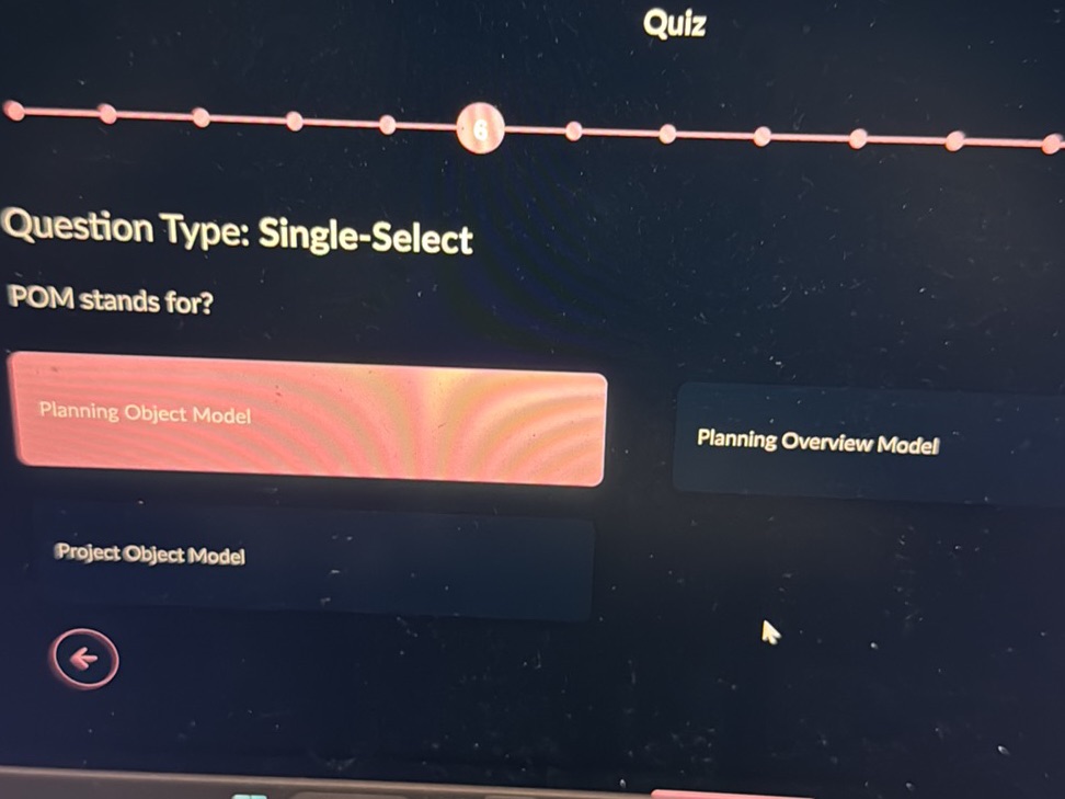 POM stands for? Planning Object Model | StudyX