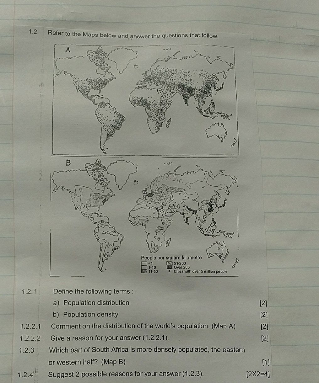 1. 2 Refer to the Maps below and answer the | StudyX