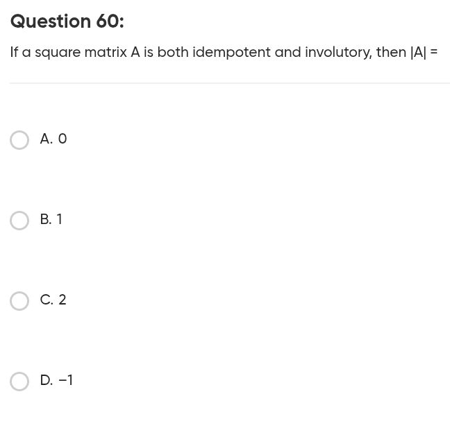 Involutory Question 60: If a square matrix A is both