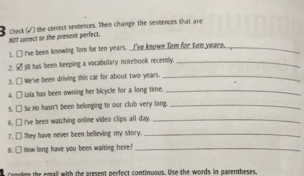 3 Check ( ) the correct sentences. Then | StudyX