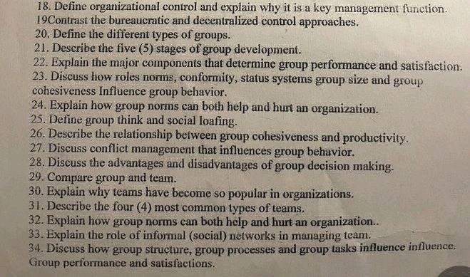 Define organizational control and explain | StudyX