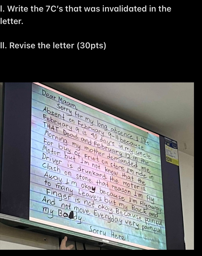 I. Write the 7C's that was invalidated in | StudyX