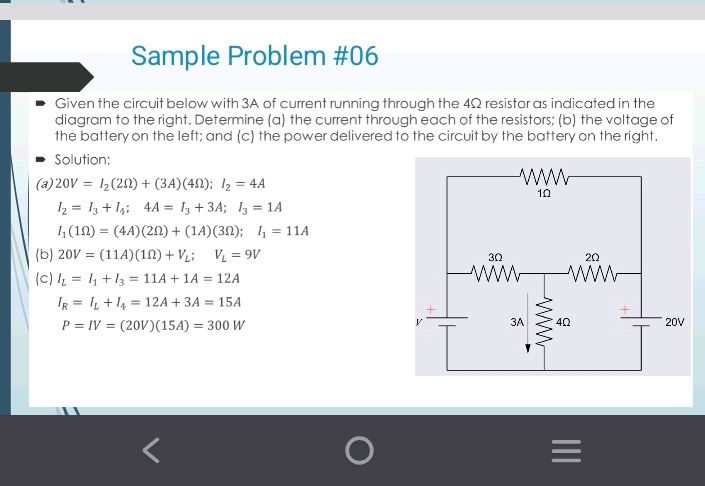 Given the circuit below with 3A of current