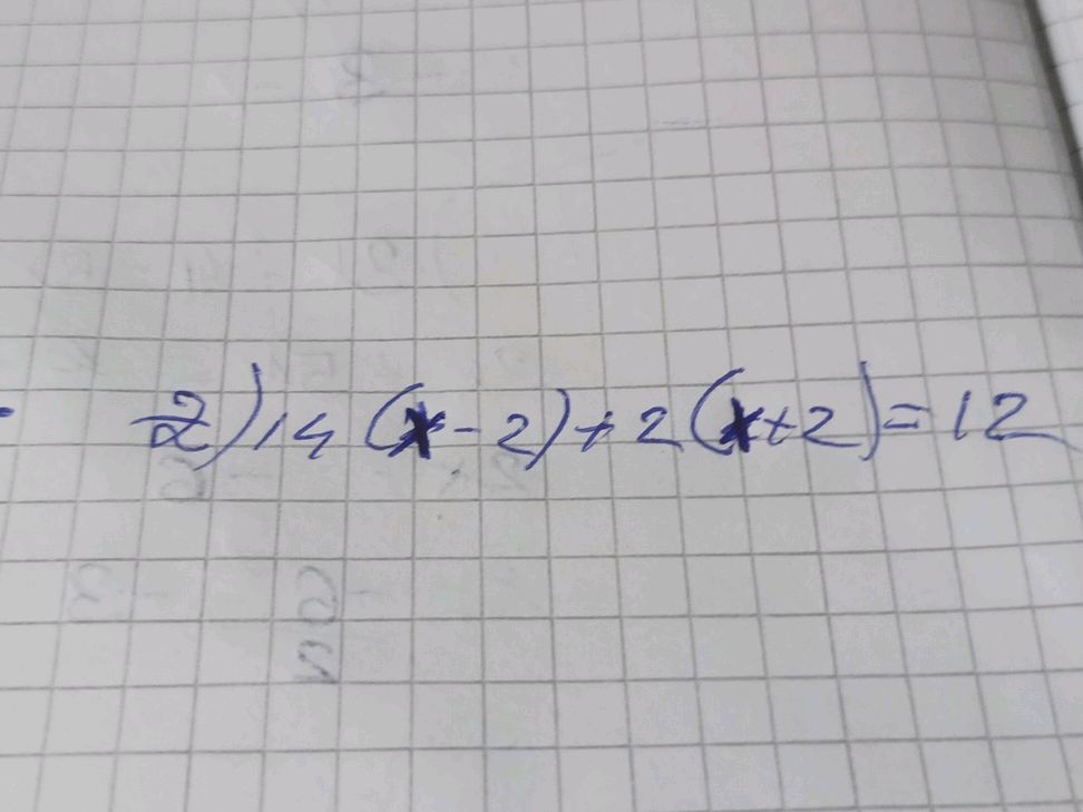 Solving the equation: (2/14)(x-2) + 2(x+2) = | StudyX