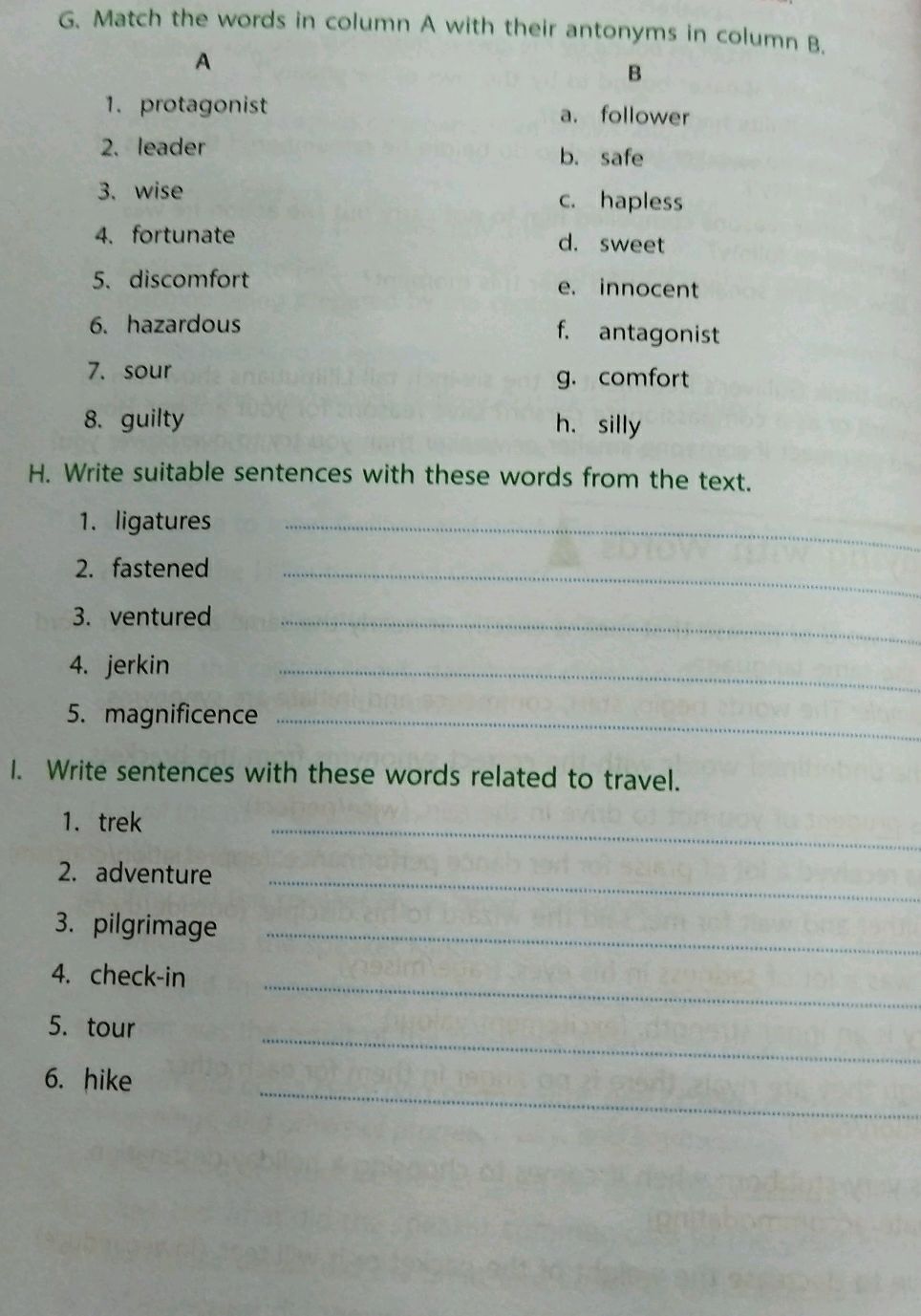 G. Match the words in column A with their | StudyX