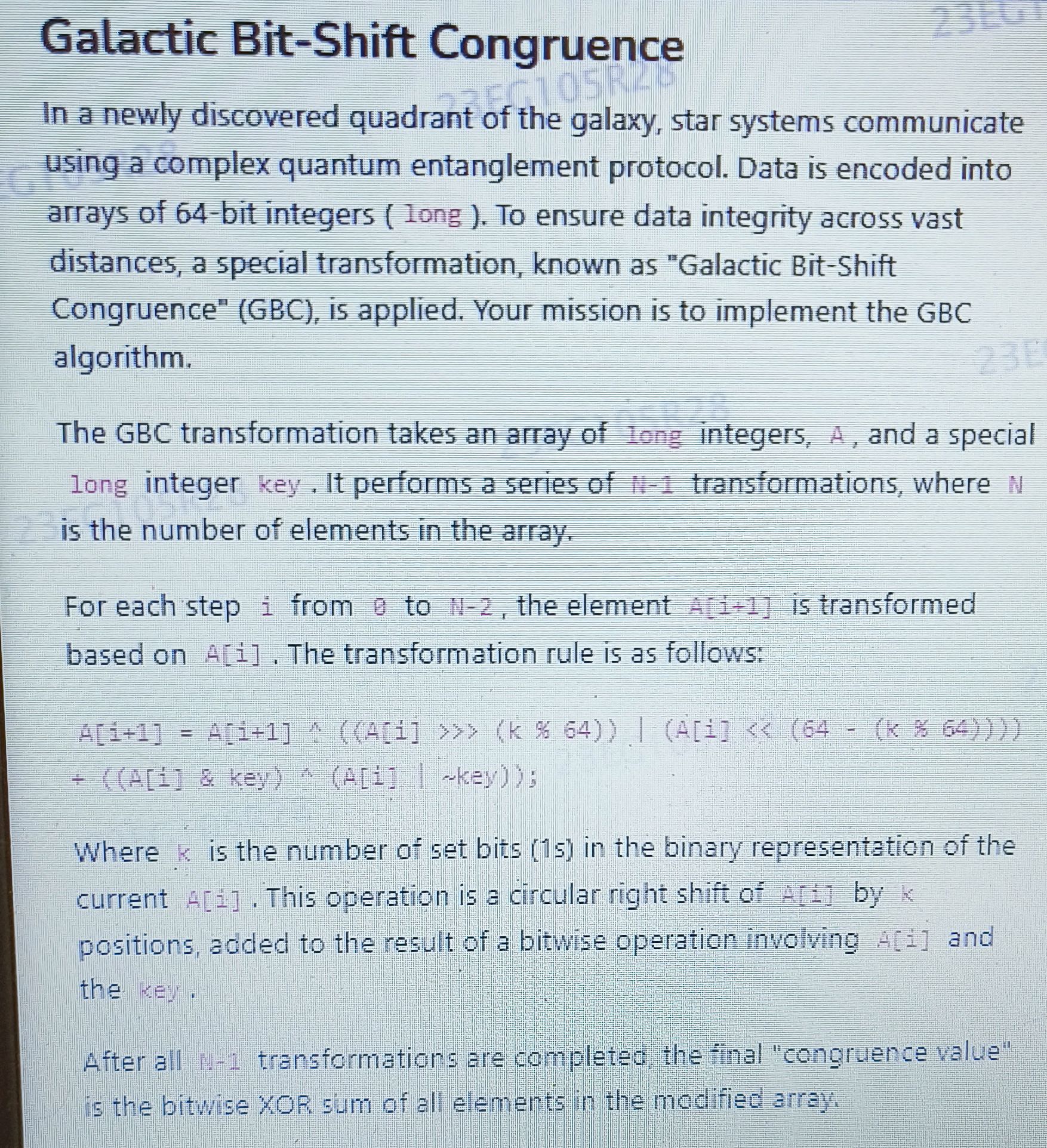 Galactic Bit-Shift Congruence In a newly