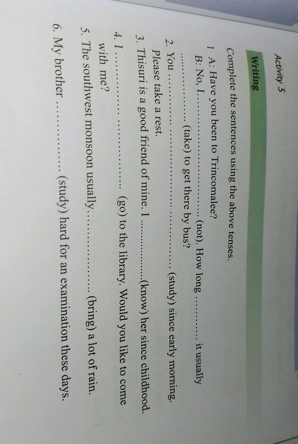 Complete the sentences using the above