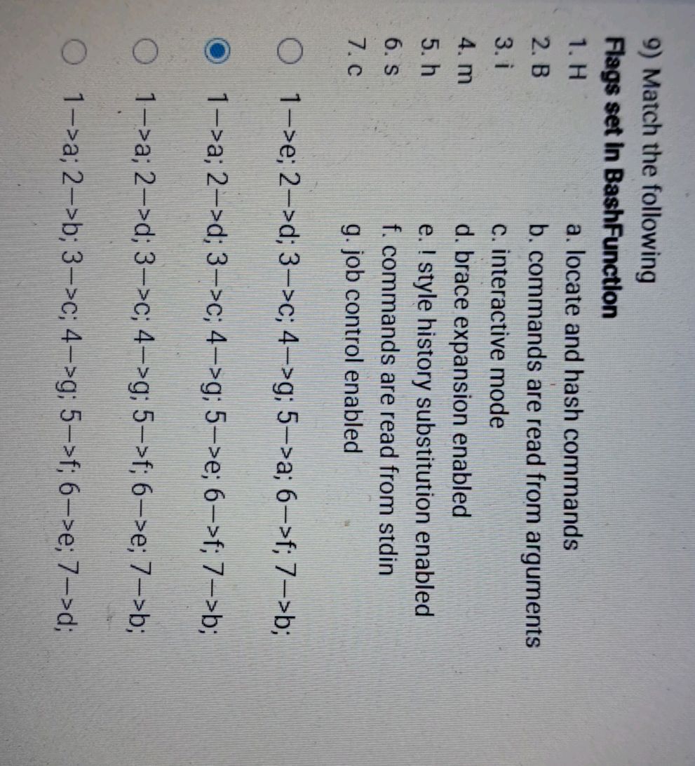 9) Match the following Flags set in