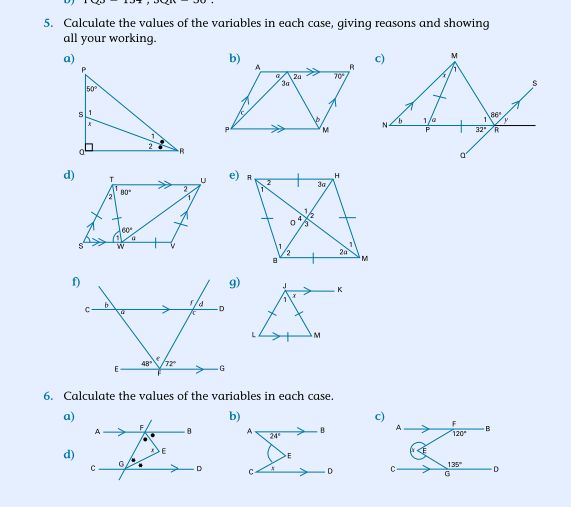 Calculate the values of the variables in