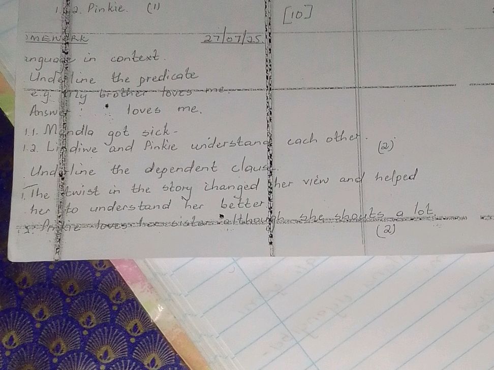 Underline the predicate eg. my brother | StudyX