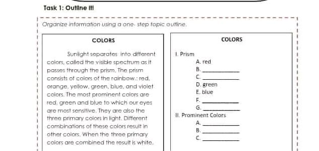Task 1: Outline It! Organize information | StudyX