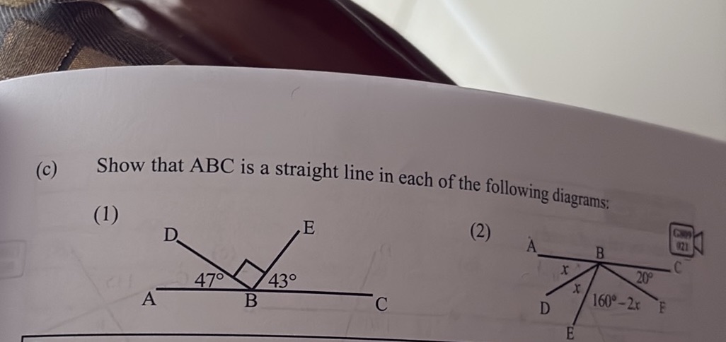 (c) Show that ABC is a straight line in each
