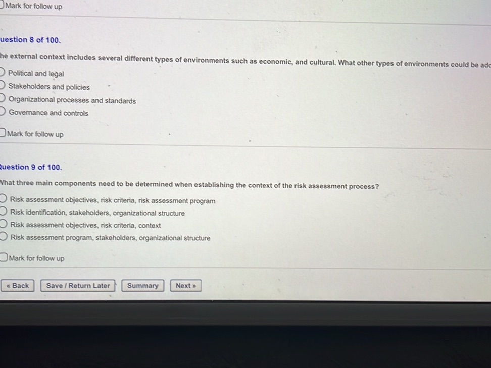 Question 8 of 100. The external context | StudyX