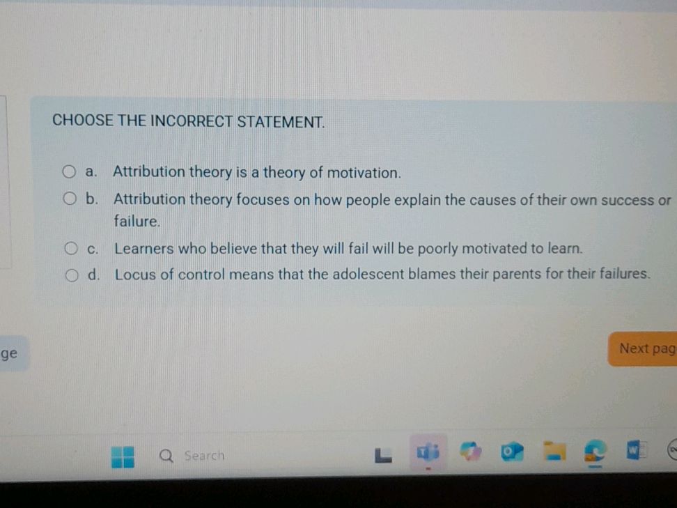 CHOOSE THE INCORRECT STATEMENT. a. | StudyX