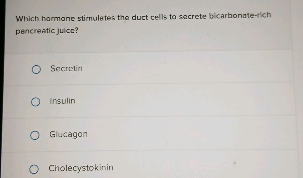 To Secrete Which hormone stimulates the duct cells to