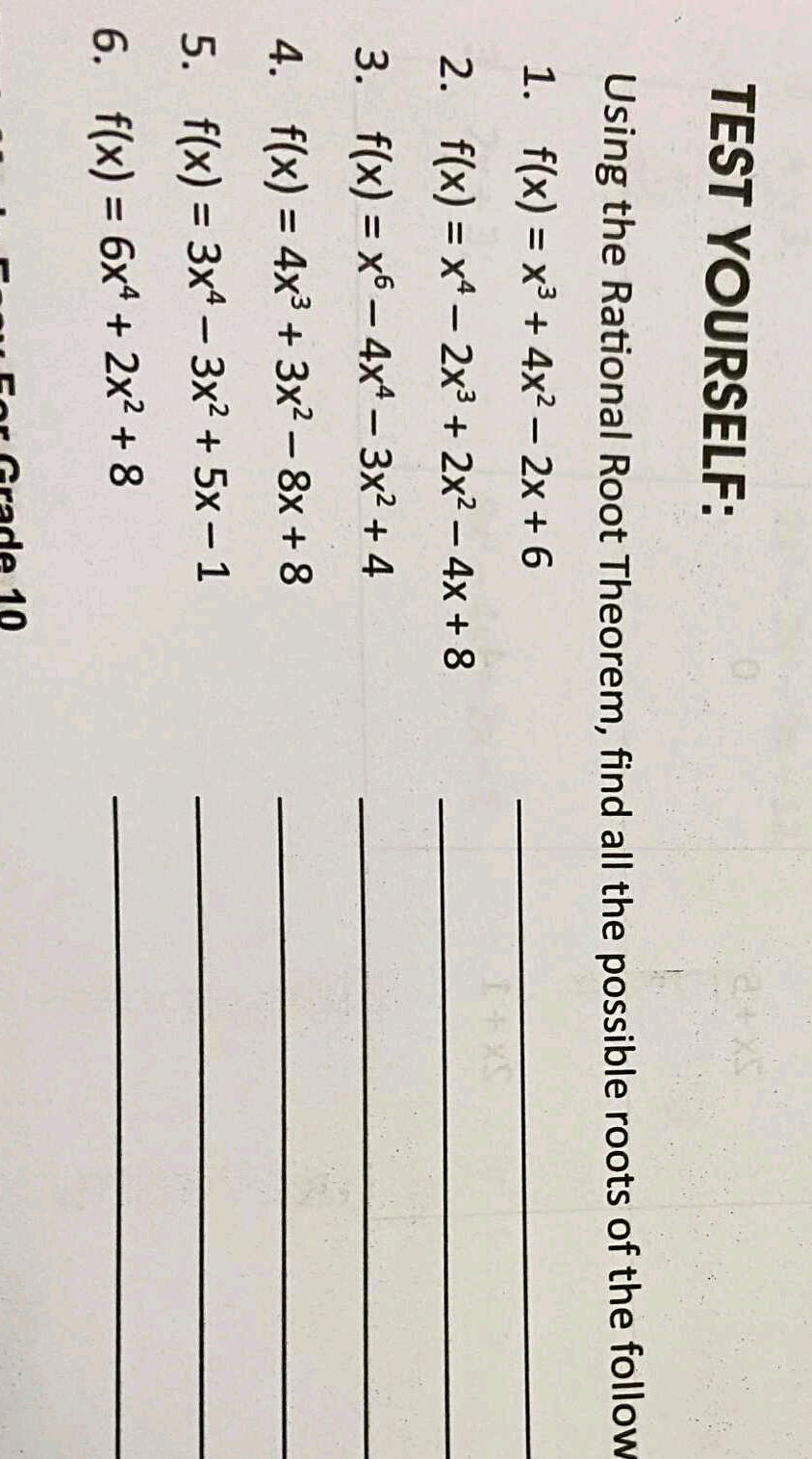 Using the Rational Root Theorem, find all | StudyX