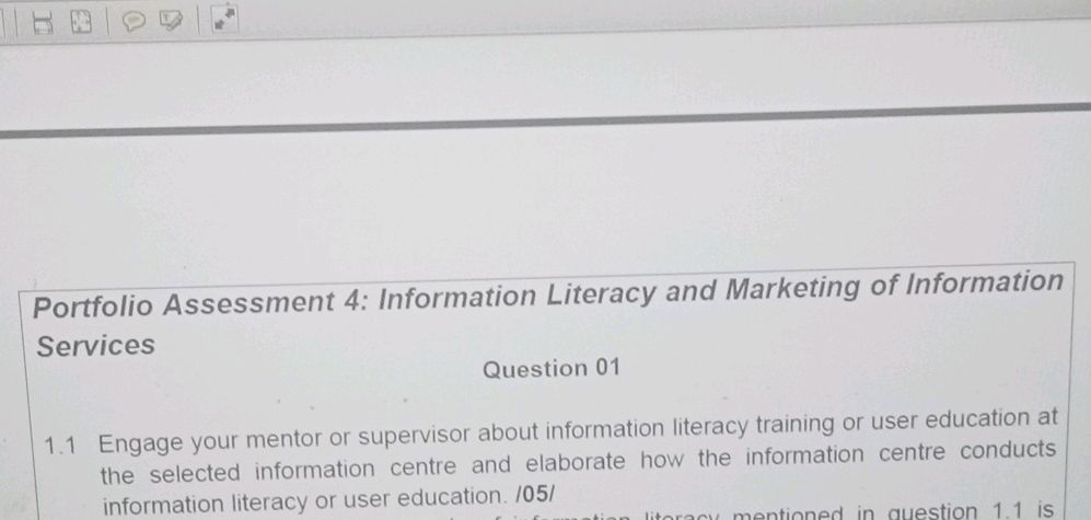Portfolio Assessment 4: Information Literacy