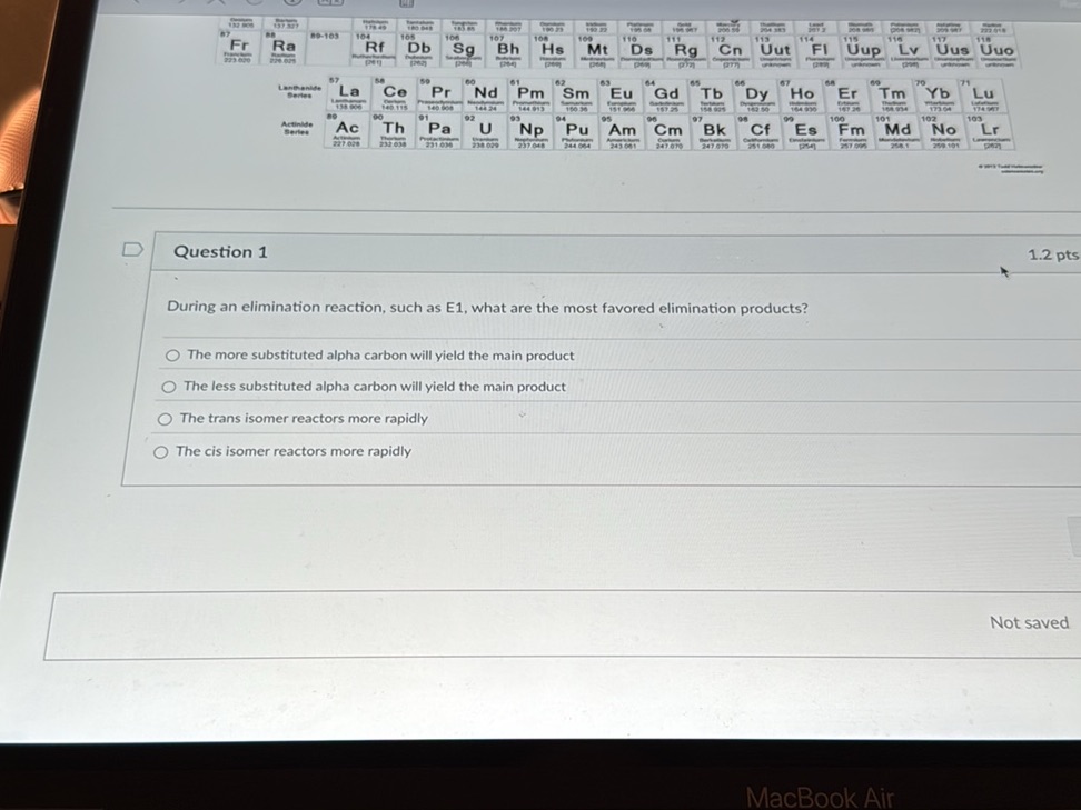 During an elimination reaction, such as E1, | StudyX