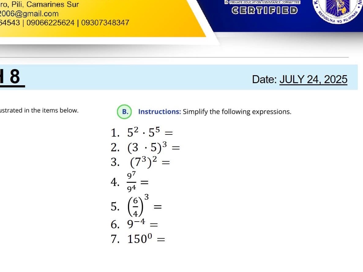 Instructions: Simplify the following | StudyX