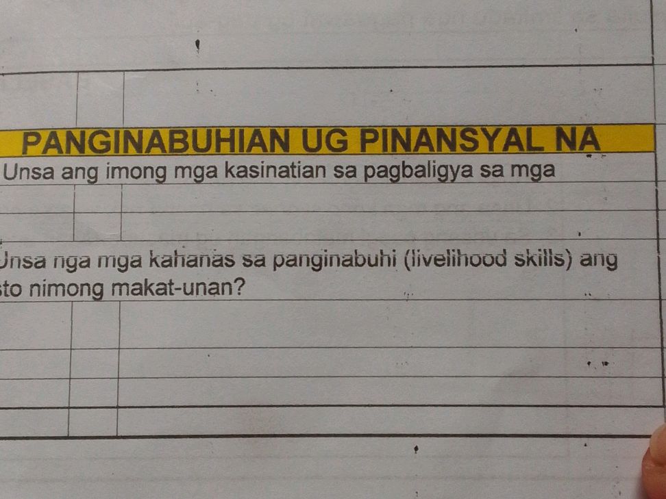 PANGINABUHIAN UG PINANSYAL NA Unsa ang imong