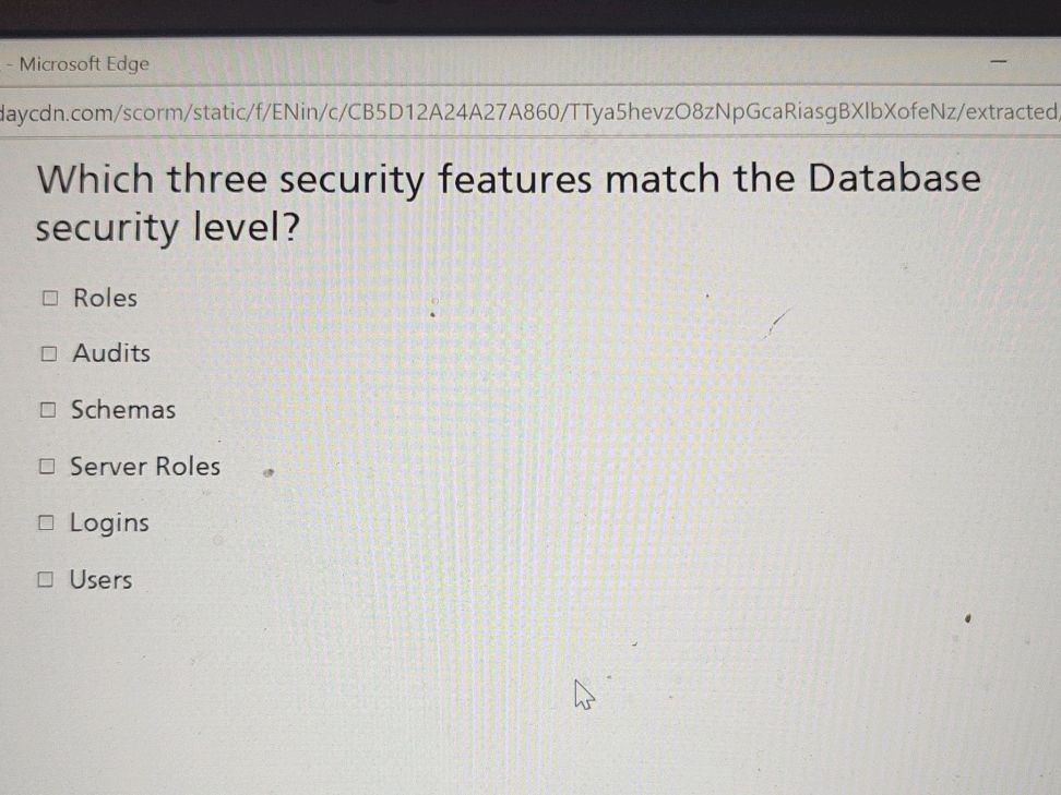 Which three security features match the | StudyX