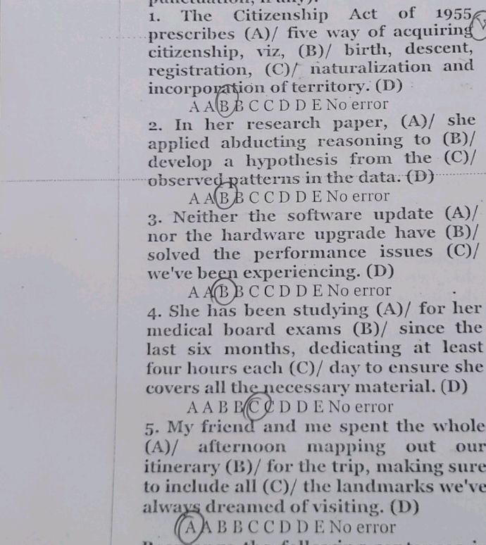 The Citizenship Act of 1955 prescribes (A)/