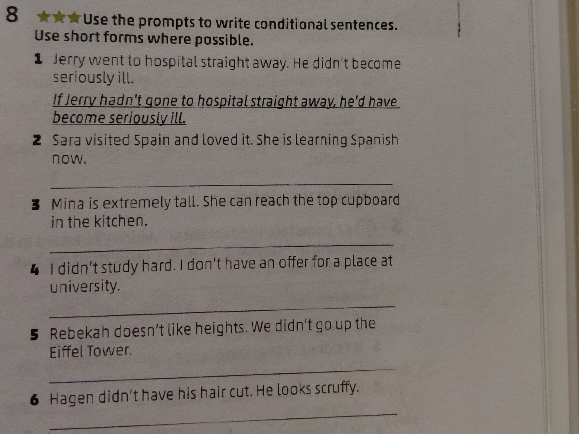 8 Use the prompts to write conditional