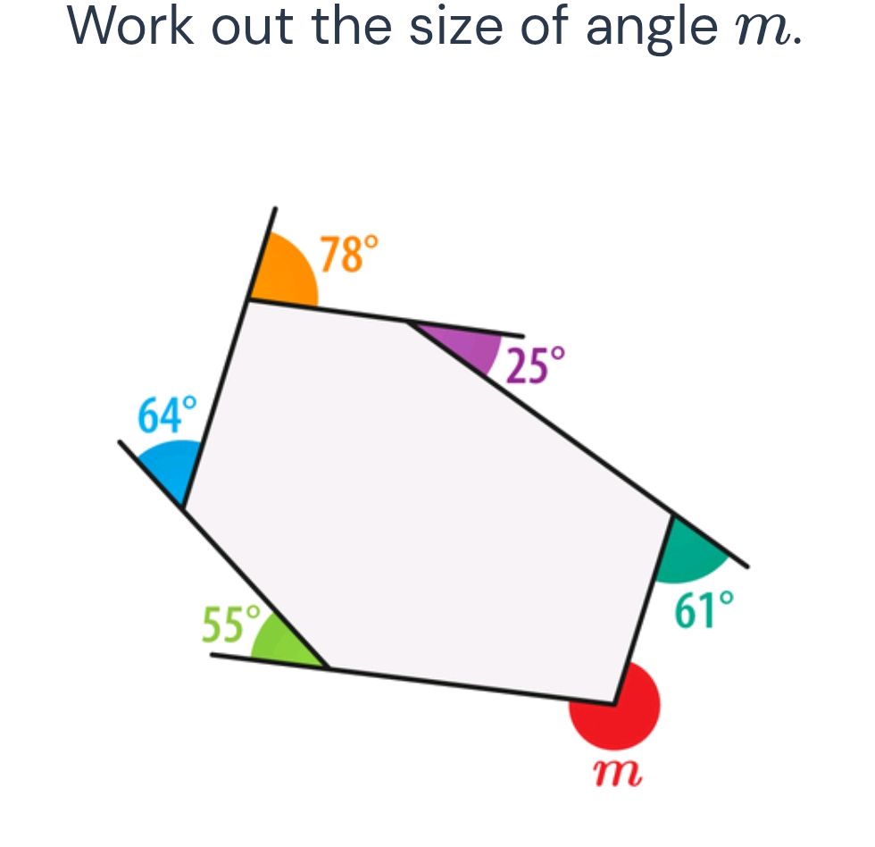 Work out the size of angle m. This question | StudyX
