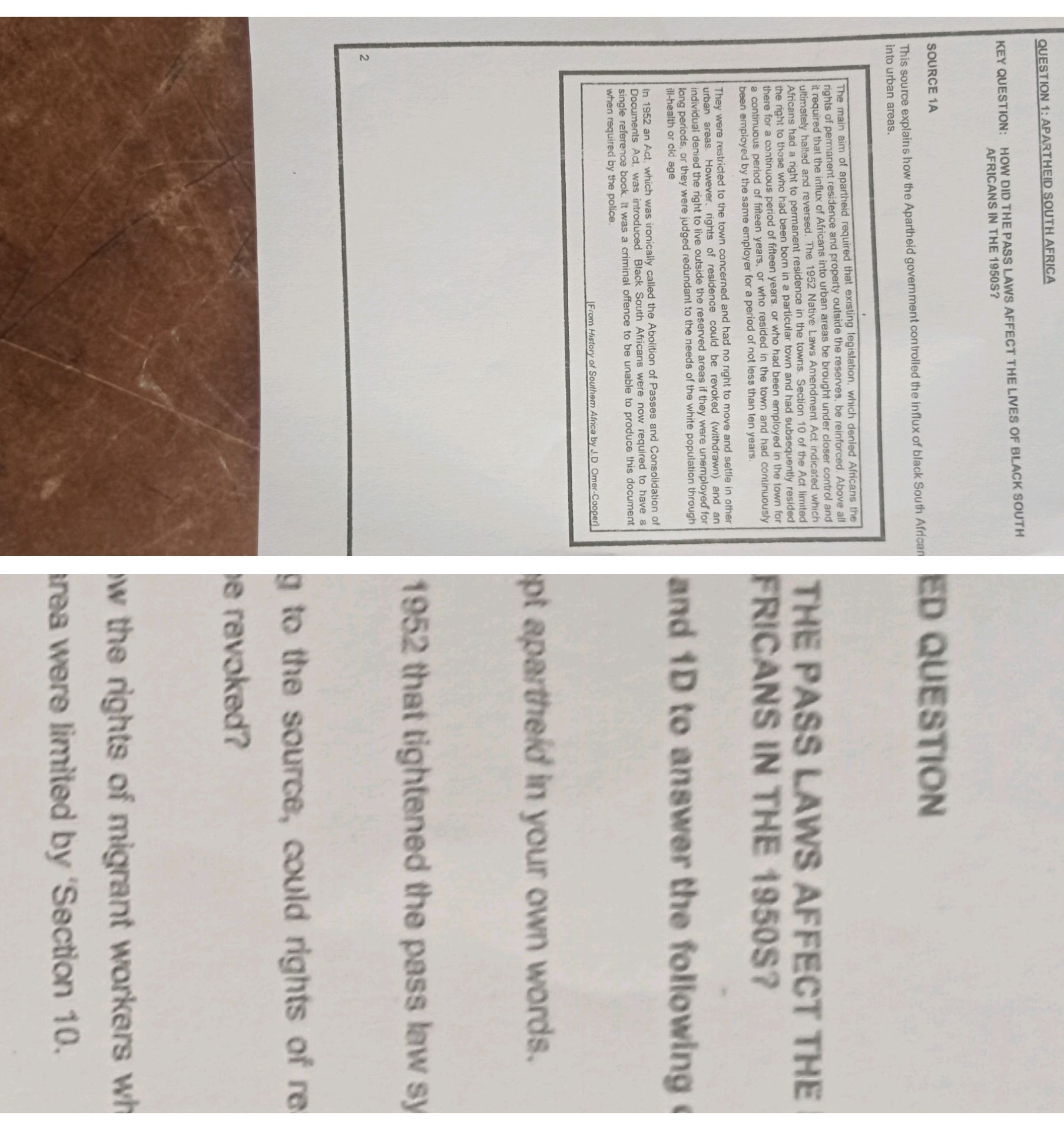 Pass Las KEY QUESTION: HOW DID THE PASS LAWS AFFECT