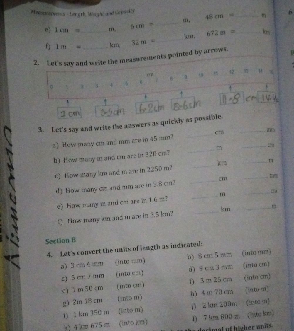 2. Let's say and write the measurements | StudyX